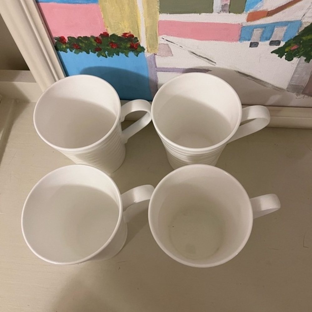 Mikasa Ciara Elegant White Ceramic 10 oz. Mugs Set of Four - Picture 4 of 15